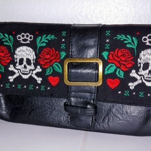 Vintage Loungefly Sugar Skull and Roses Clutch